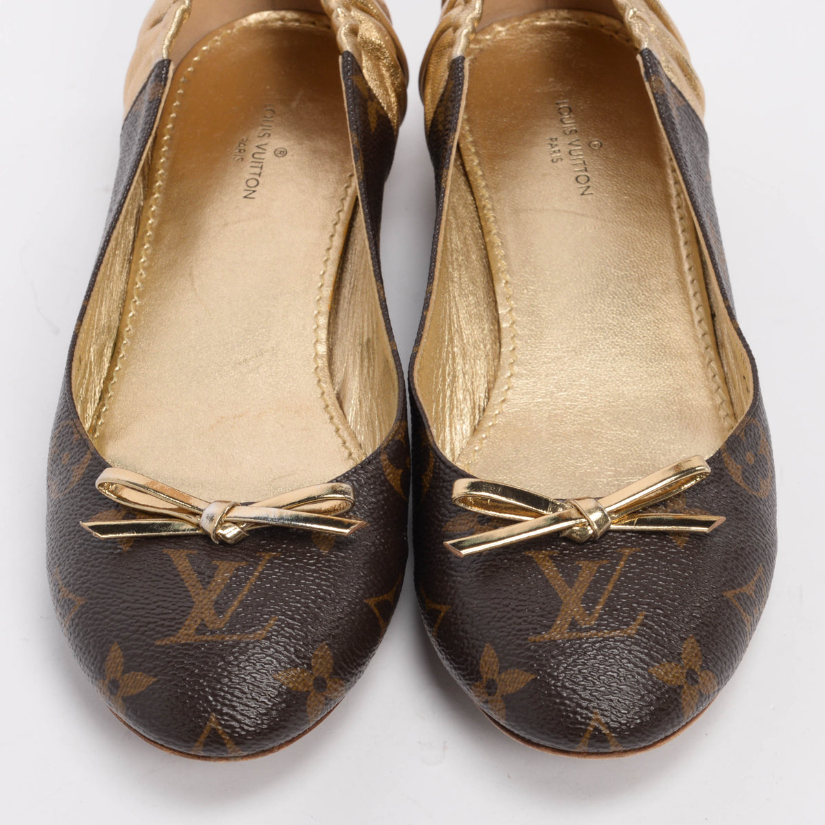 Louis Vuitton Gold Monogram Canvas Joy Ballerina Flats 35.5