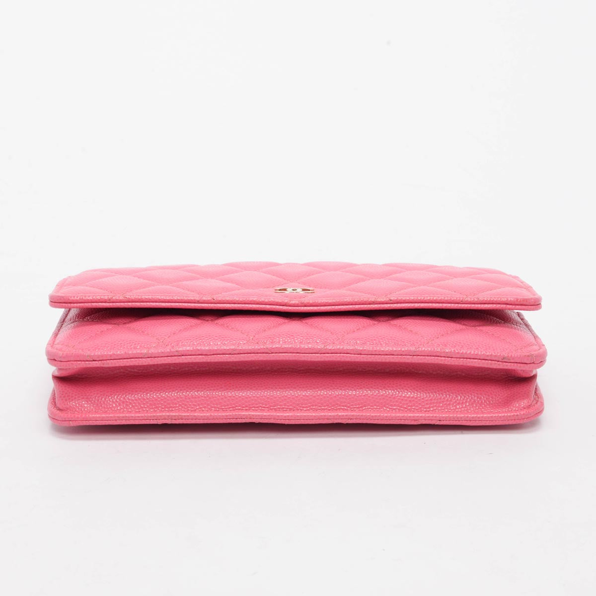 Chanel Pink Quilted Caviar Classic Wallet On Chain