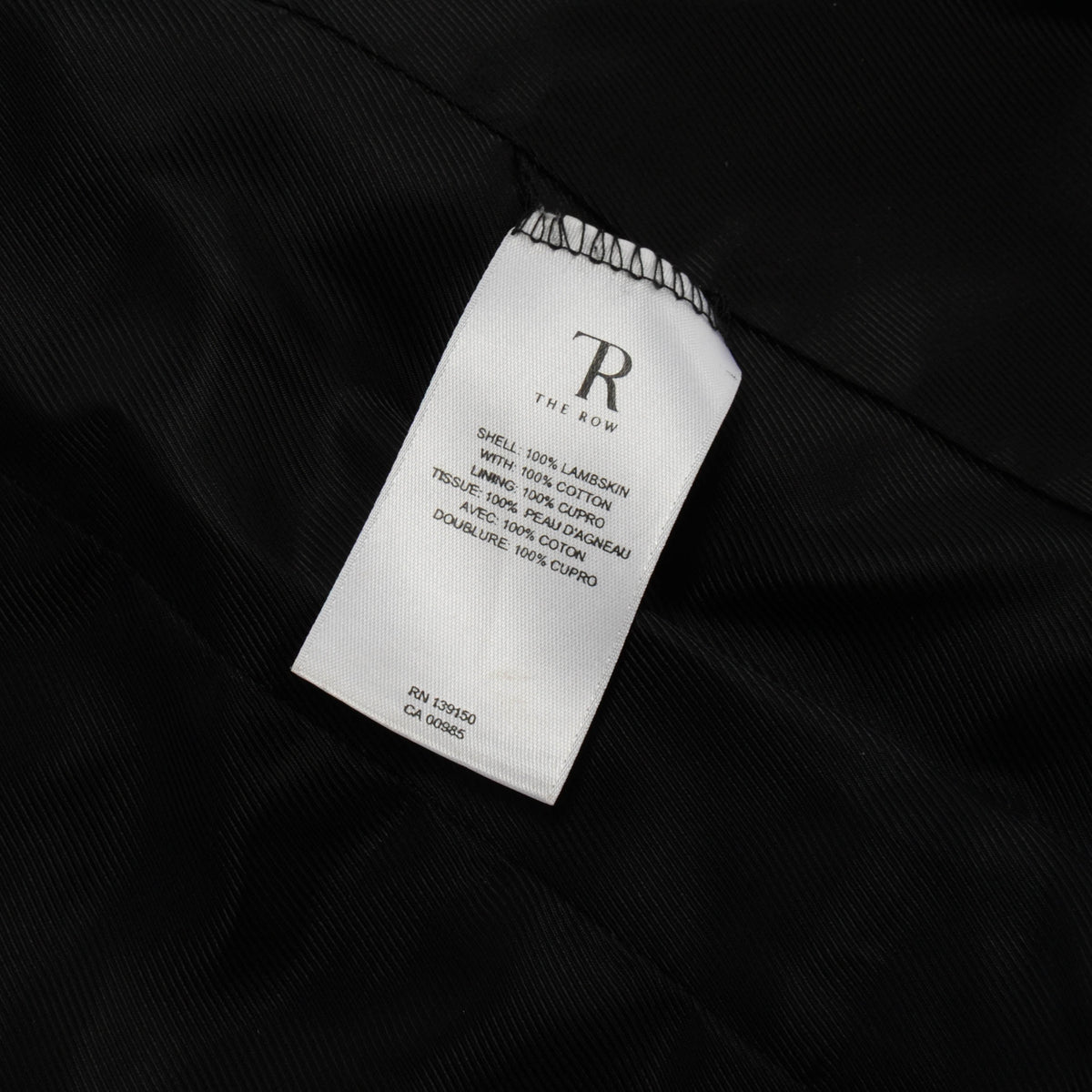 The Row Black Lambskin & Gabardine Biker Jacket US 2