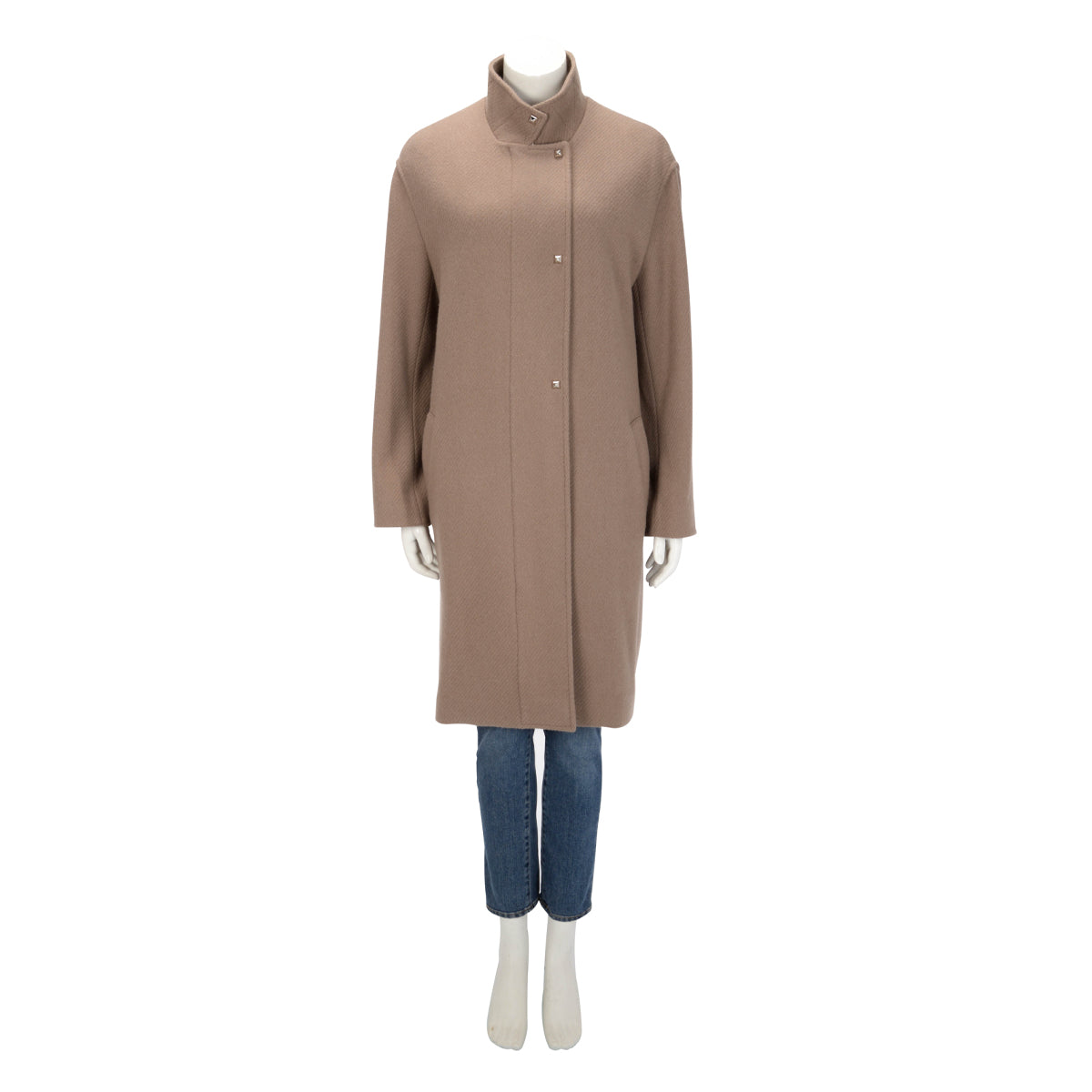 Hermes Etoupe Cashmere Long Coat FR 40