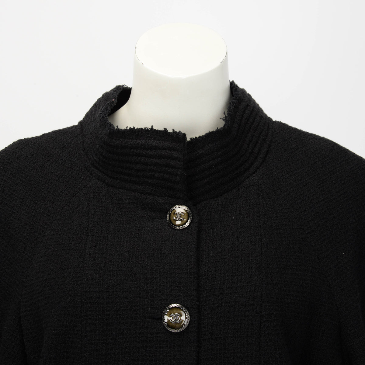 Chanel Black Cotton Boucle Patch Pocket Jacket FR 48