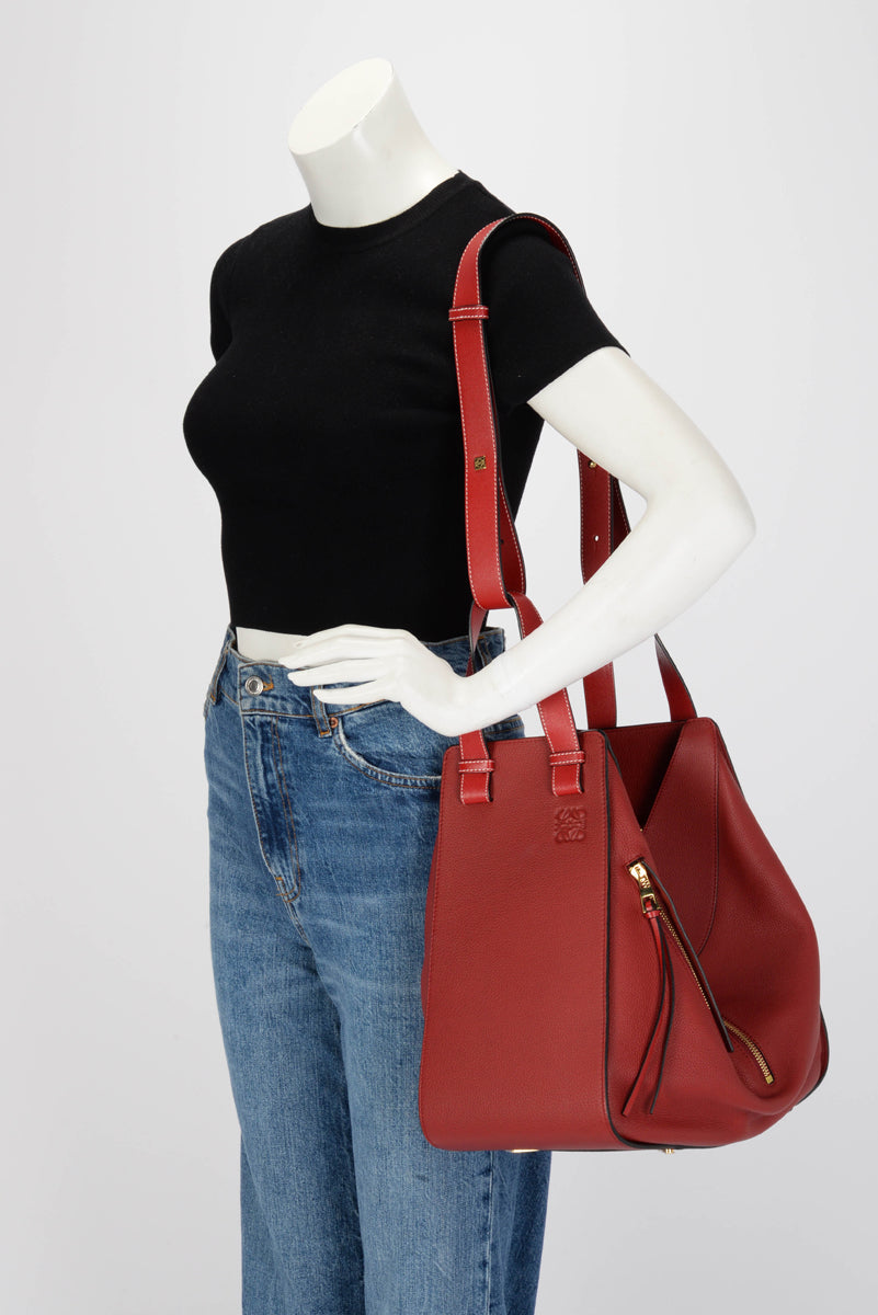 Loewe Dark Red Calfskin Medium Hammock Bag