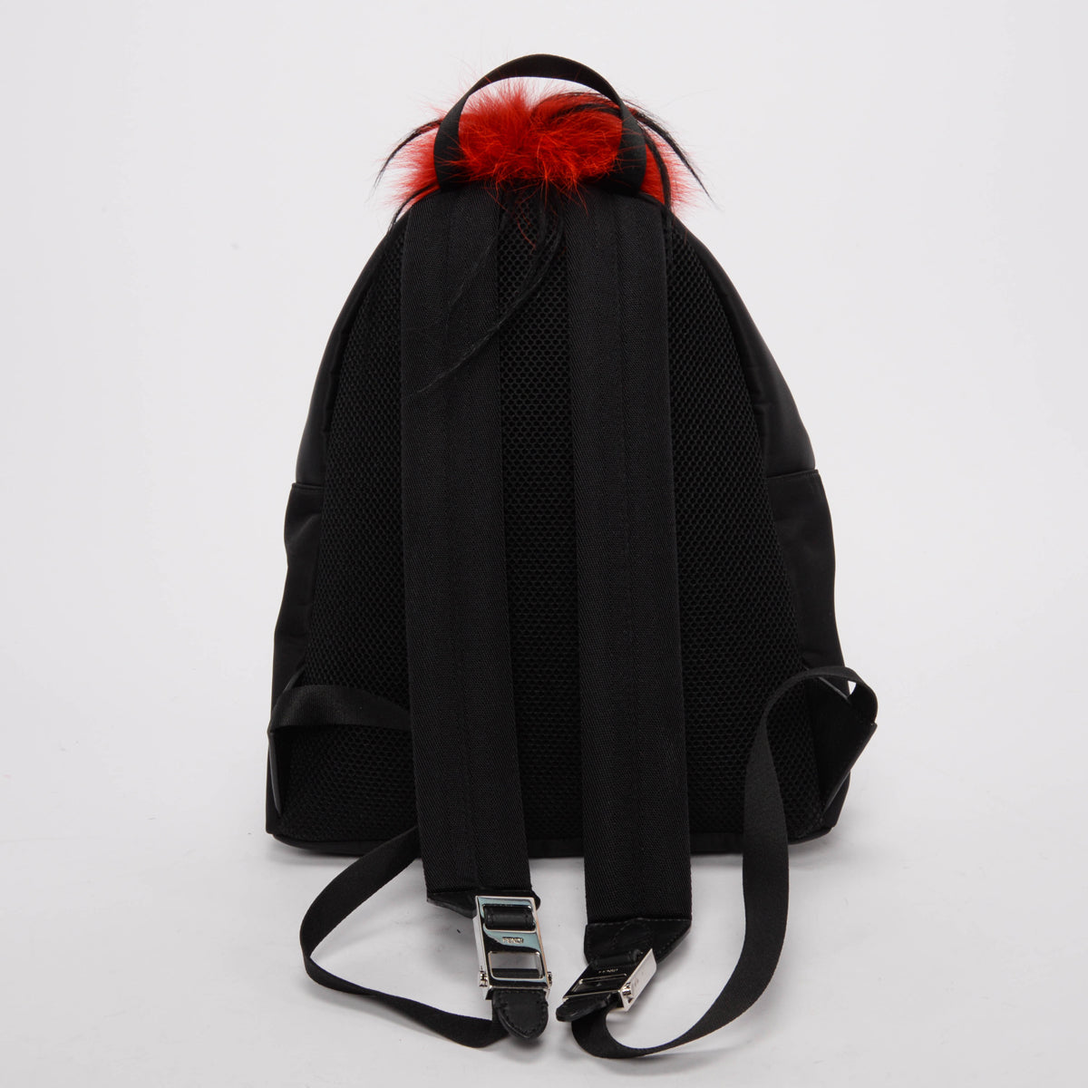 Fendi Black Nylon & Fur Medium Monster Eyes Backpack
