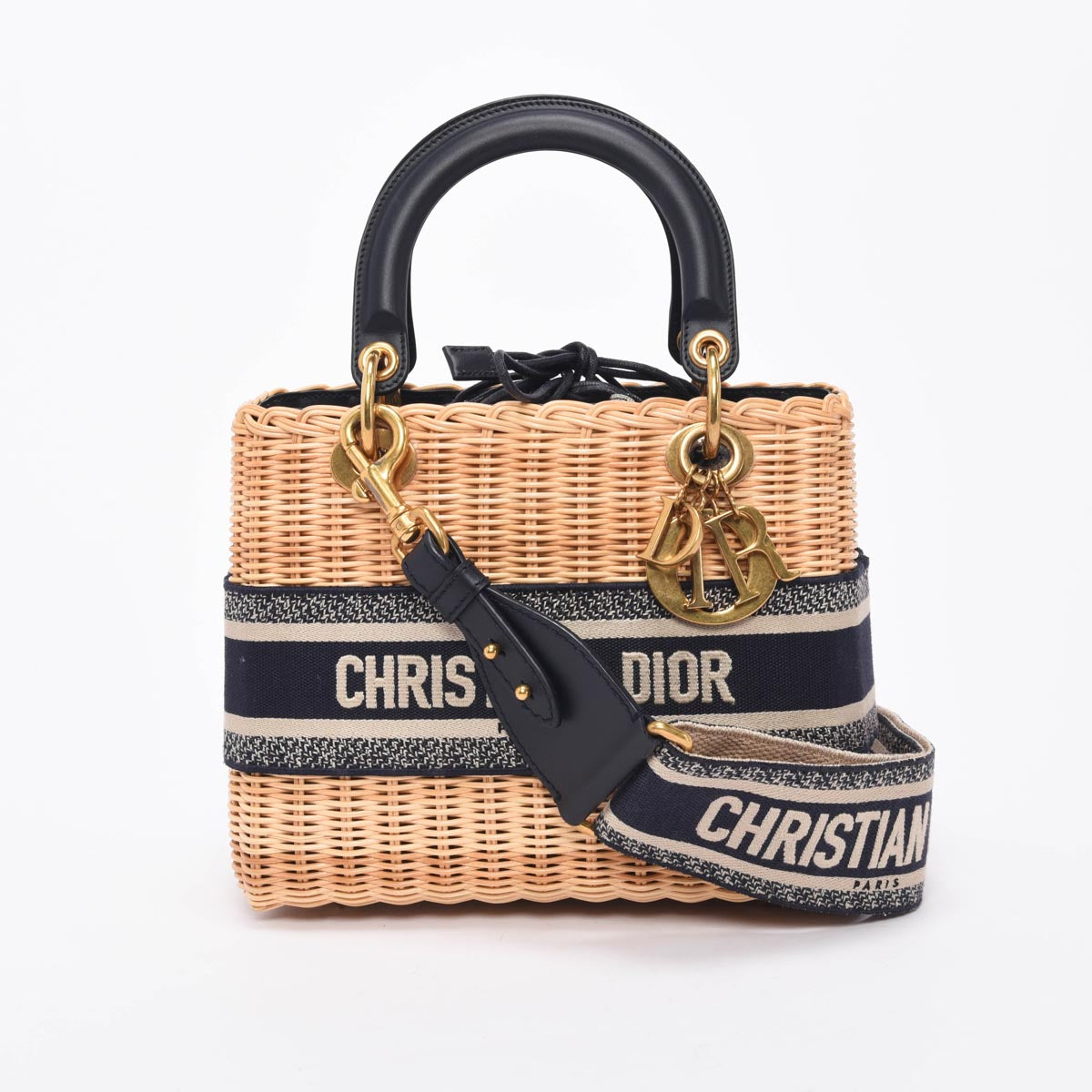 Dior Blue Oblique Wicker Medium Lady Dior Bag