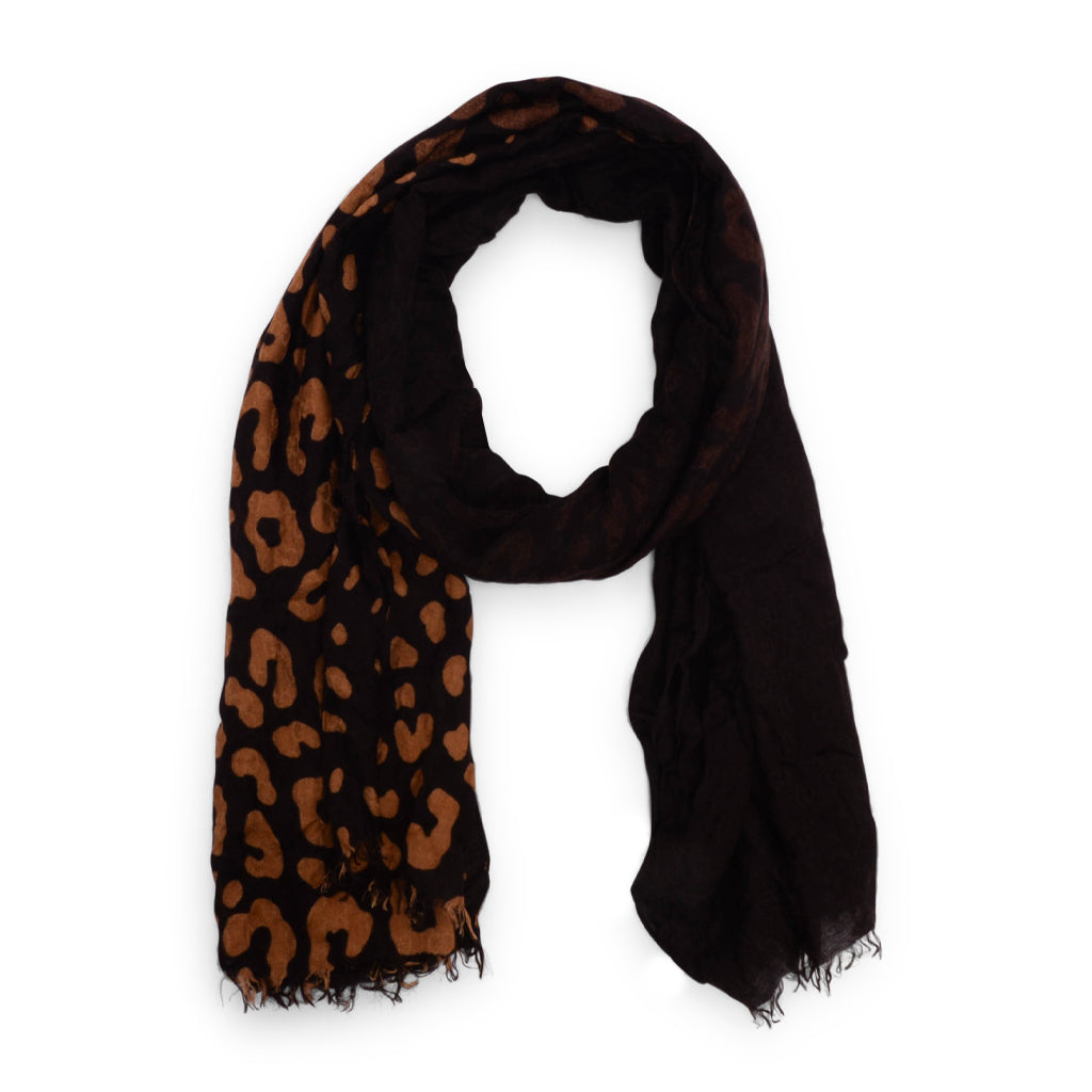 Gucci Brown Leopard Ombre GG Fringed Shawl