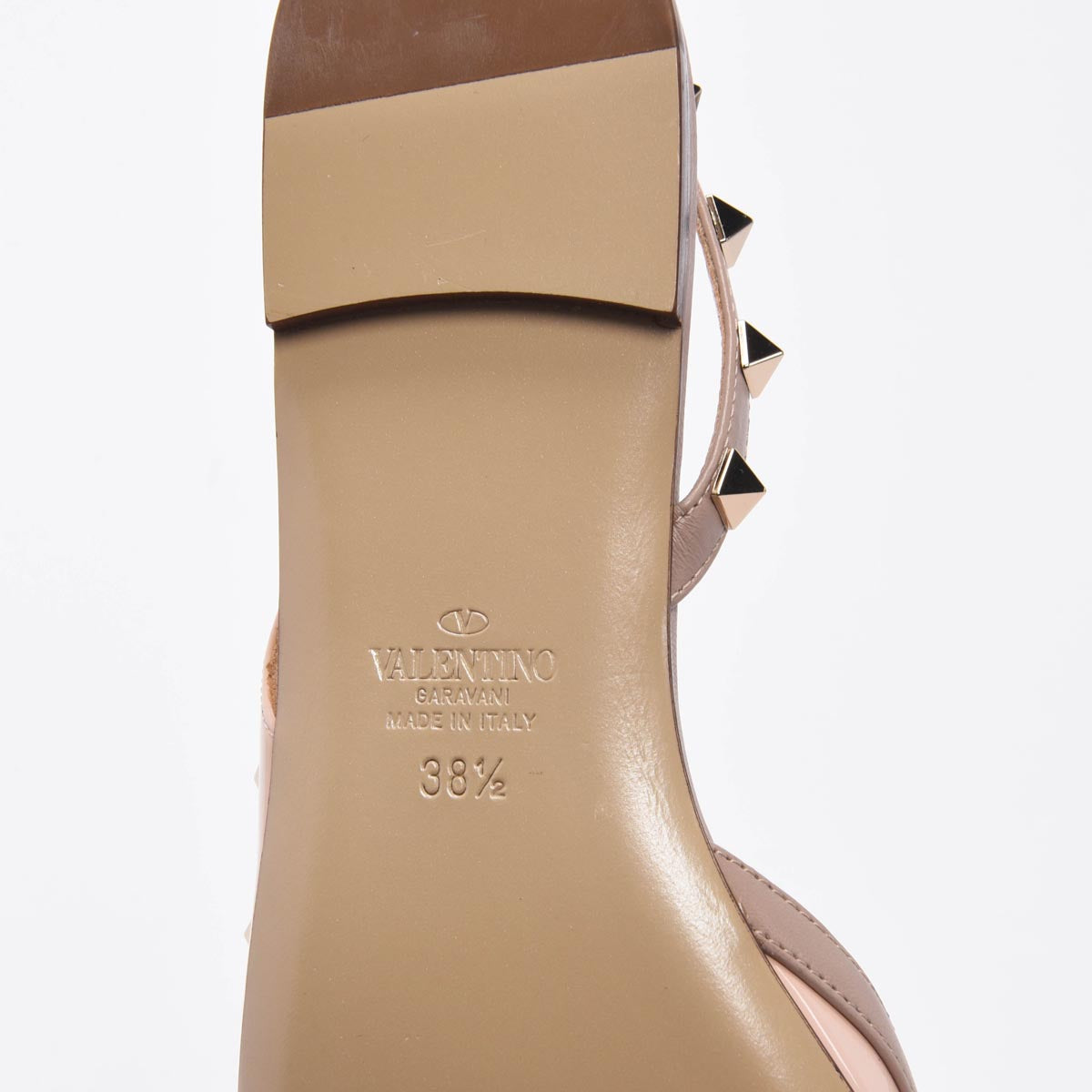 Valentino Rose Patent Rockstud Ballerina Slingbacks 38.5