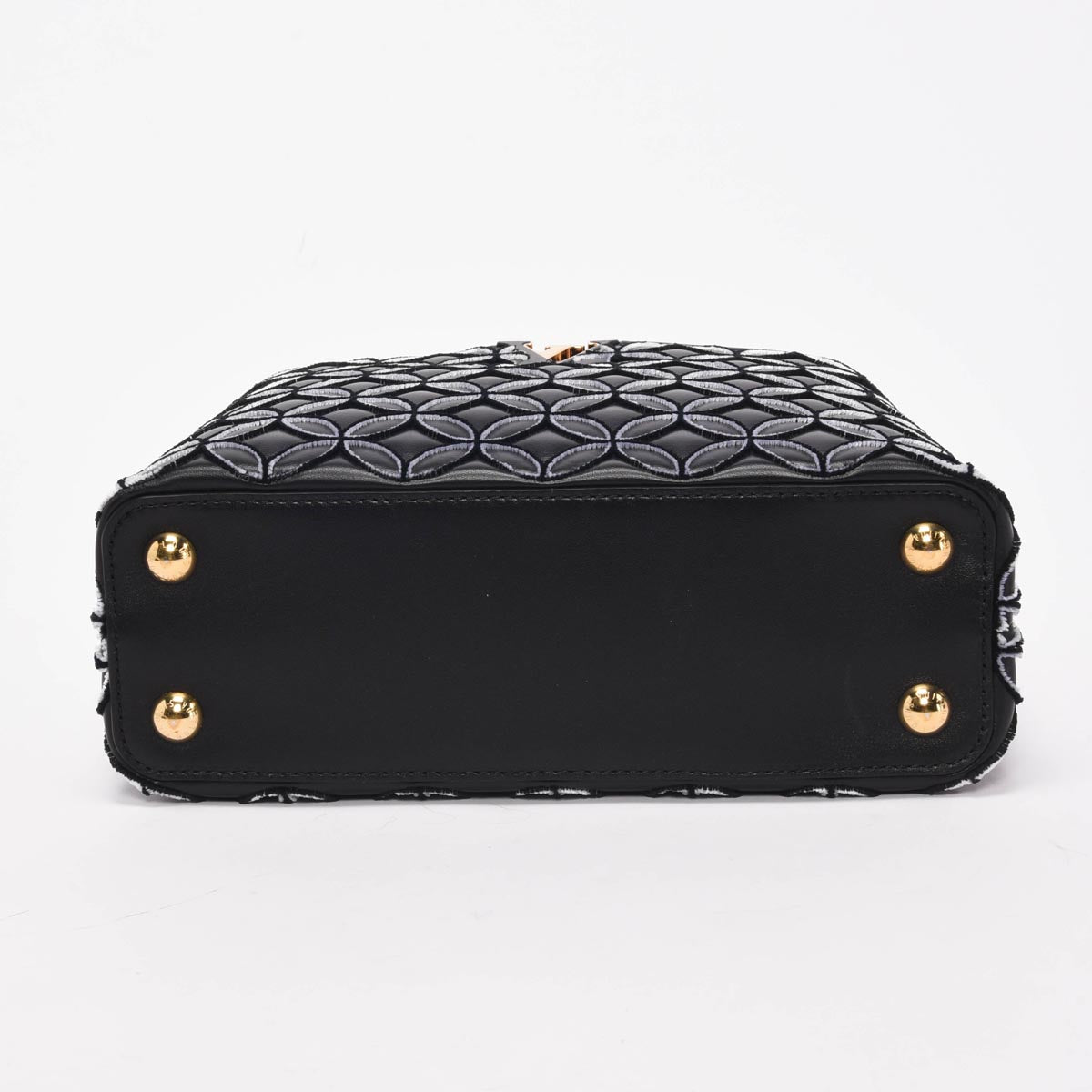 Louis Vuitton Black Lambskin Flocked Flower Capucines BB
