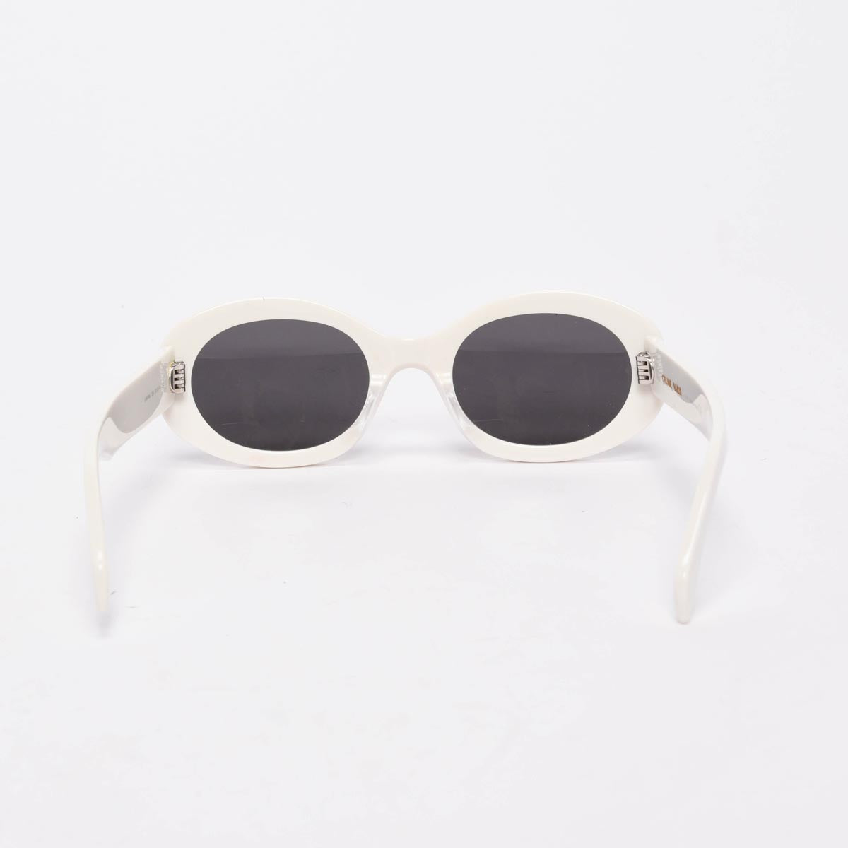 Celine White Triomphe Oval Sunglasses