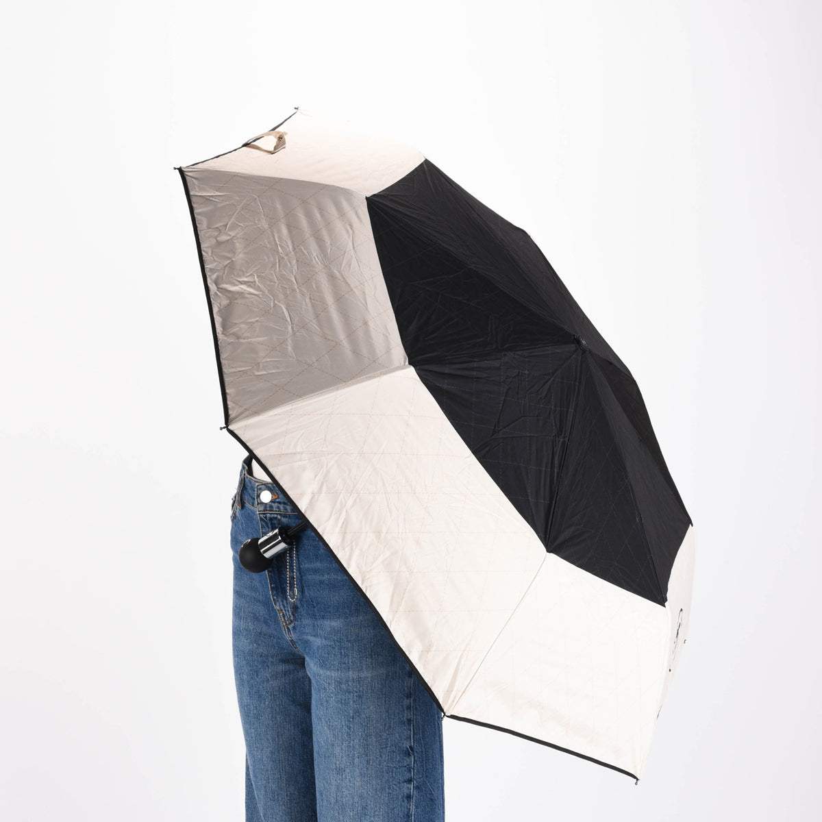 Chanel Beige & Black Nylon CC Logo Umbrella