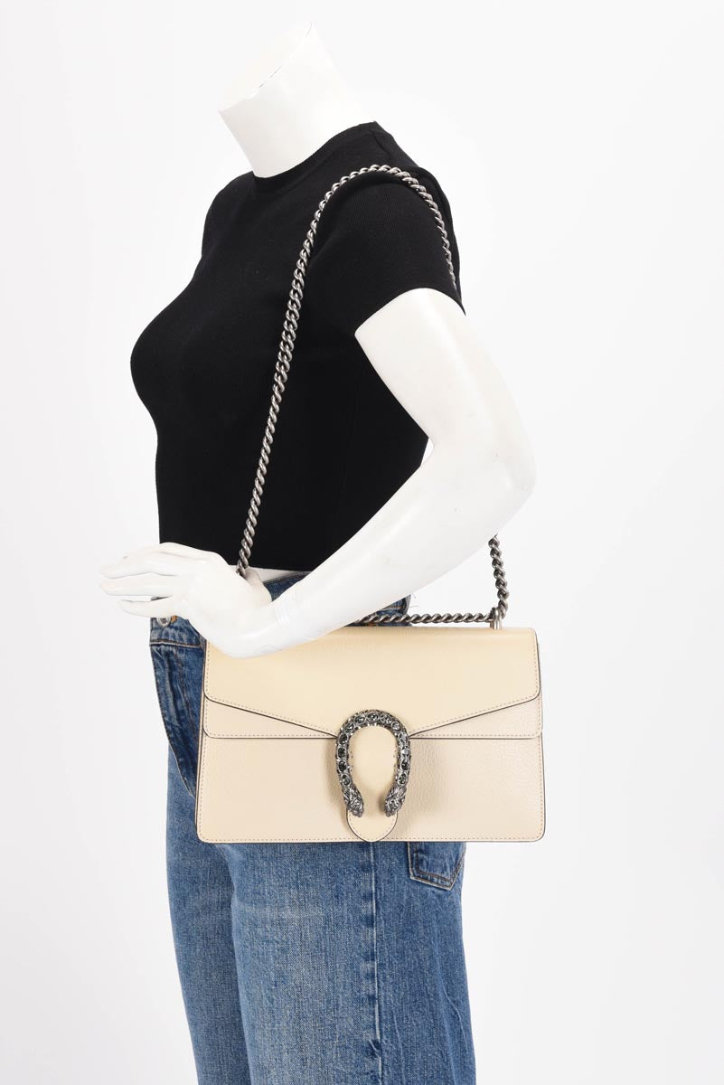 Gucci Mystic White Textured Calfskin Dionysus Small Shoulder Bag