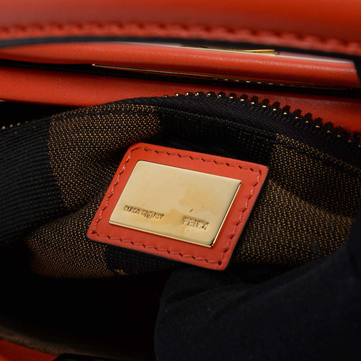 Fendi Orange Nappa Medium Peekaboo Tote