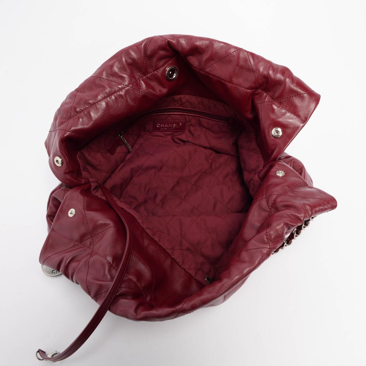 Chanel Burgundy Shiny Calfskin Medium 22 Bag