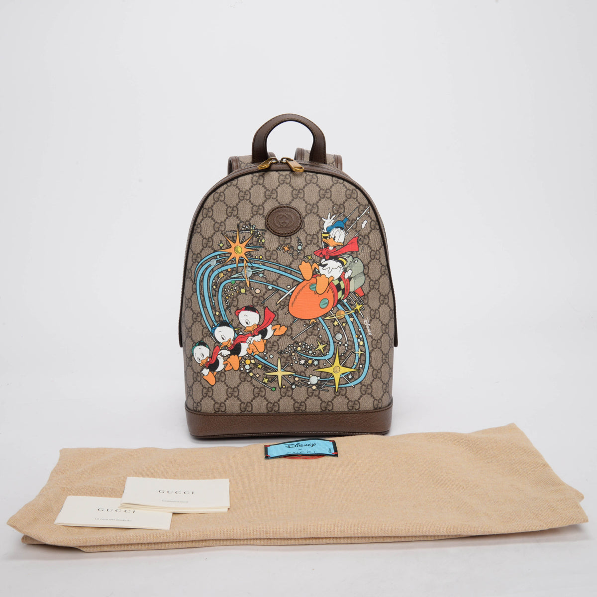 Gucci x Disney Beige GG Supreme Small Donald Duck Backpack