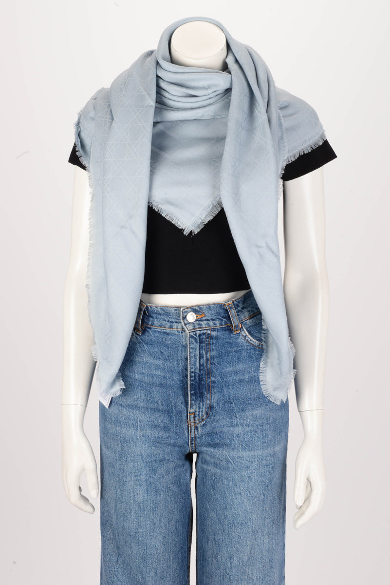 Dior Ice Blue Cannage Fringed Shawl