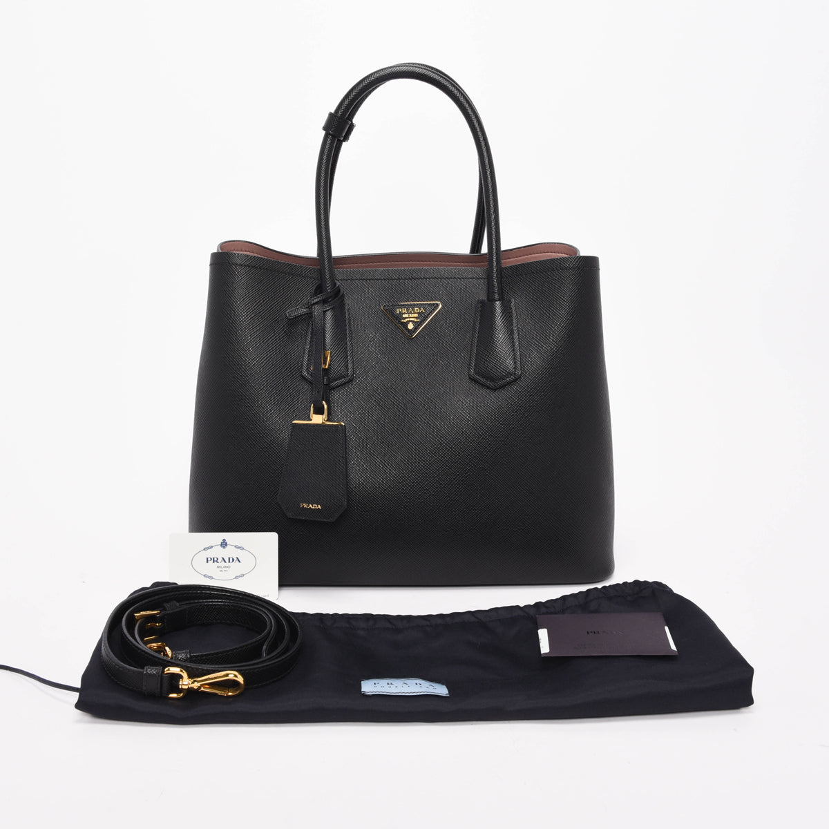 Prada Black Saffiano Medium Double Bag