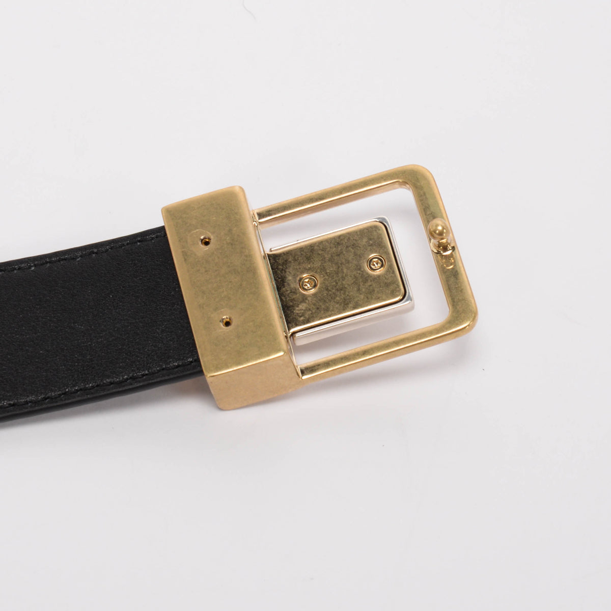 Saint Laurent Black Croc Embossed Leather Logo Buckle Belt