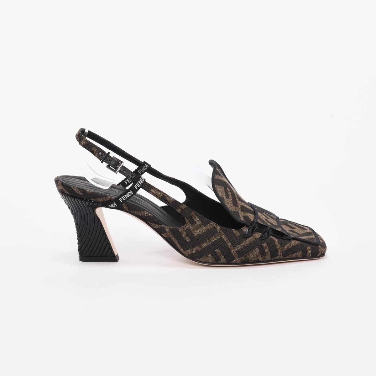 Fendi Tobacco Zucca Canvas Ffreedom Slingback Pumps 38
