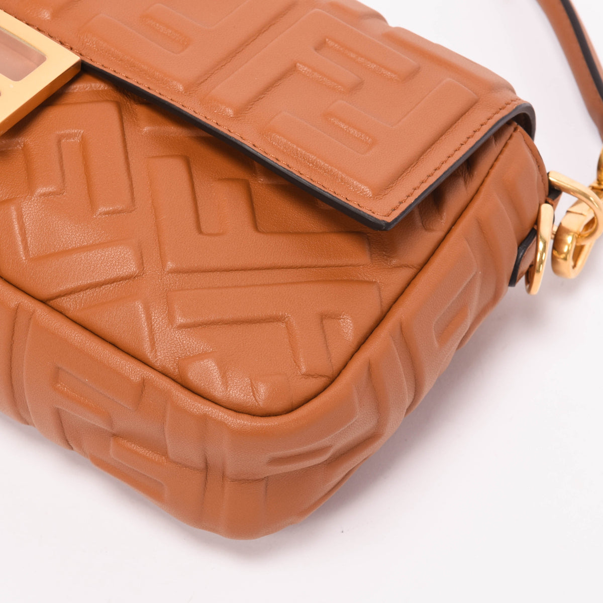 Fendi Brandy Nappa FF Embossed Baguette Bag