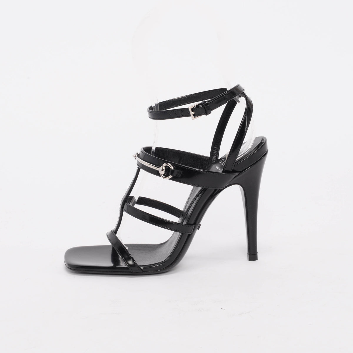 Gucci Black Nappa Horsebit Strappy Regent Sandals 35