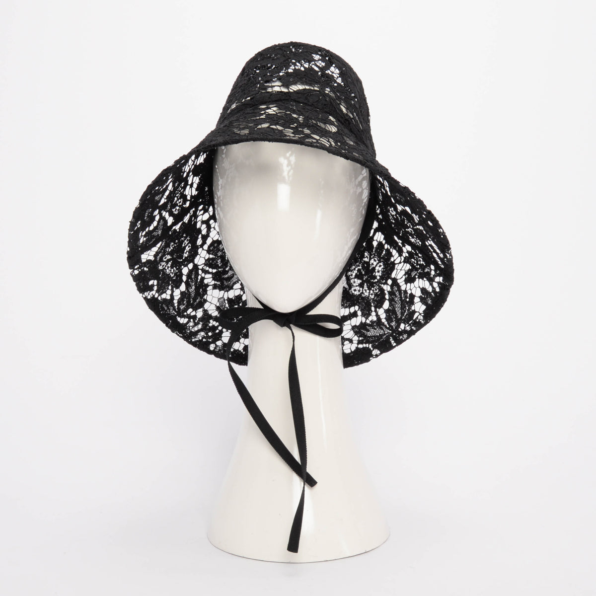 Valentino Black Floral Lace Bucket Hat