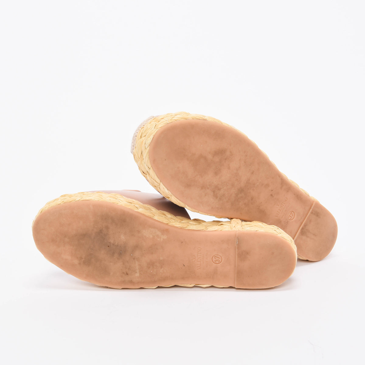 Valentino Poudre Calfskin VLogo Espadrilles 37