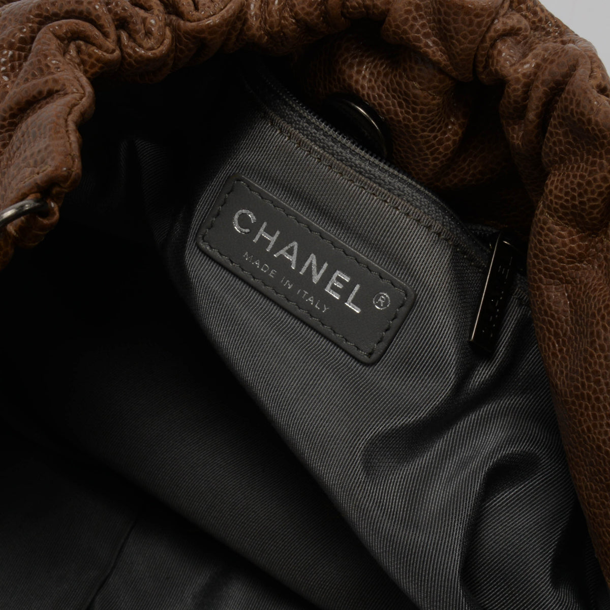 Chanel Brown Quilted Caviar Large Elastic CC Shoulder Bag