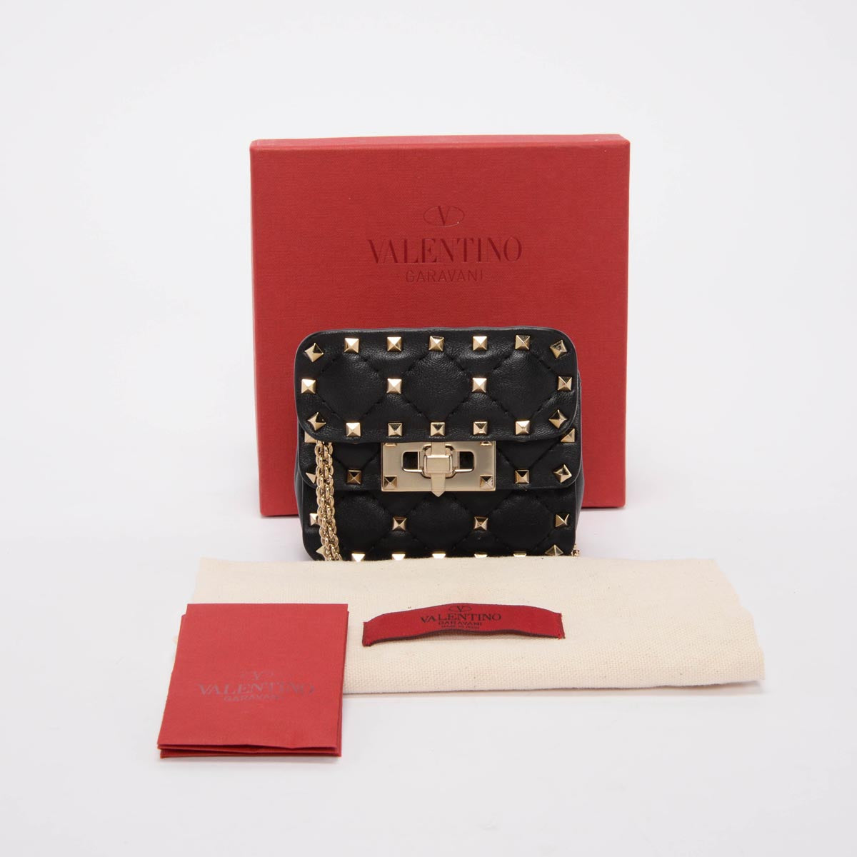 Valentino Black Nappa Leather Micro Rockstud Spike Bag