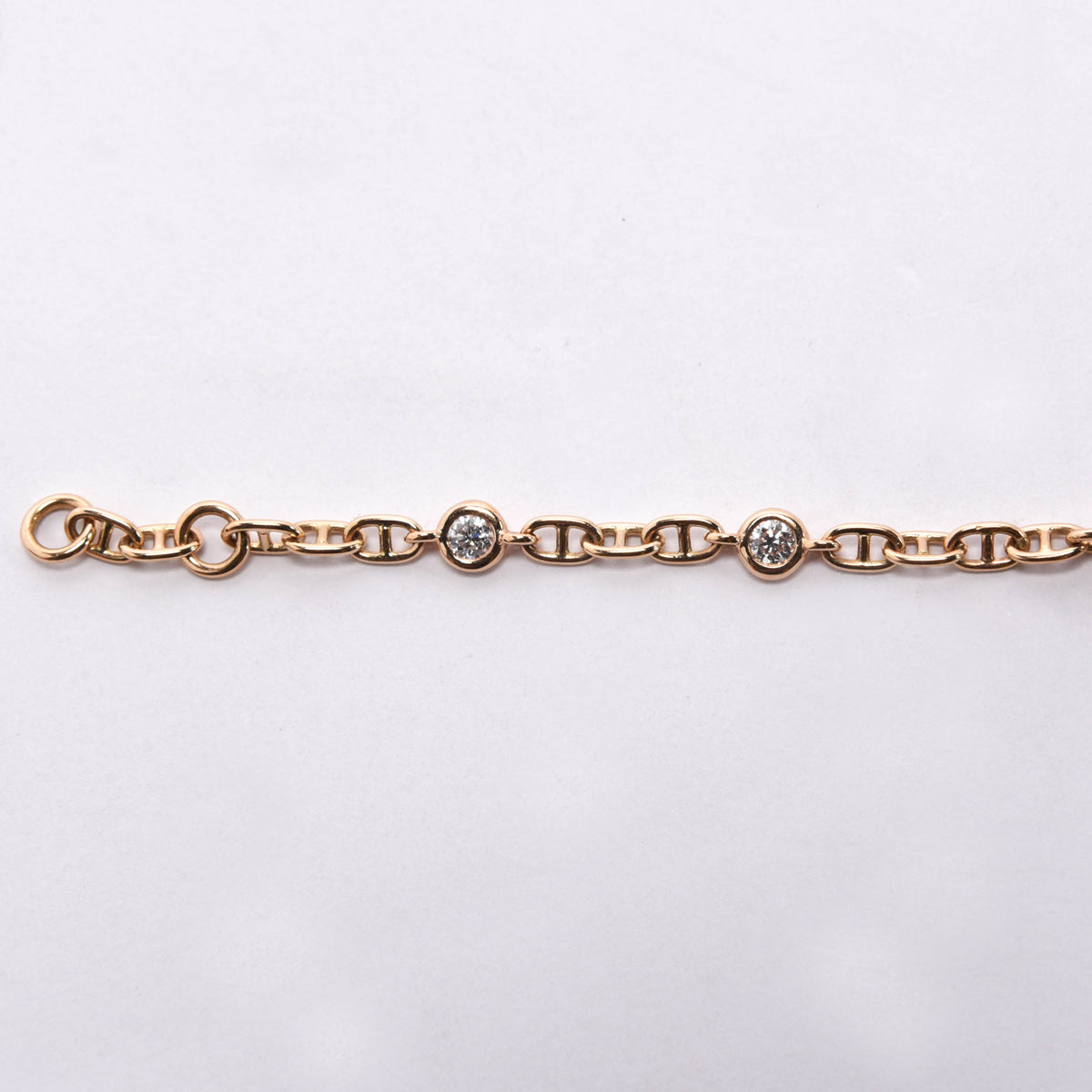 Hermes 18k Rose Gold & Diamond Chaine D'Ancre Punk Bracelet
