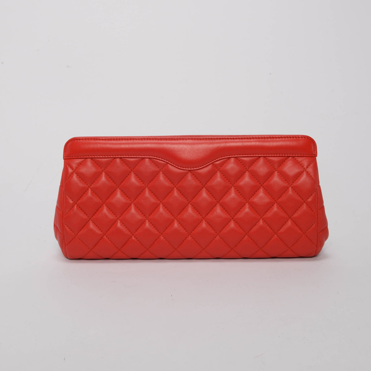 Chanel Red Quilted Lambskin Frame Clutch