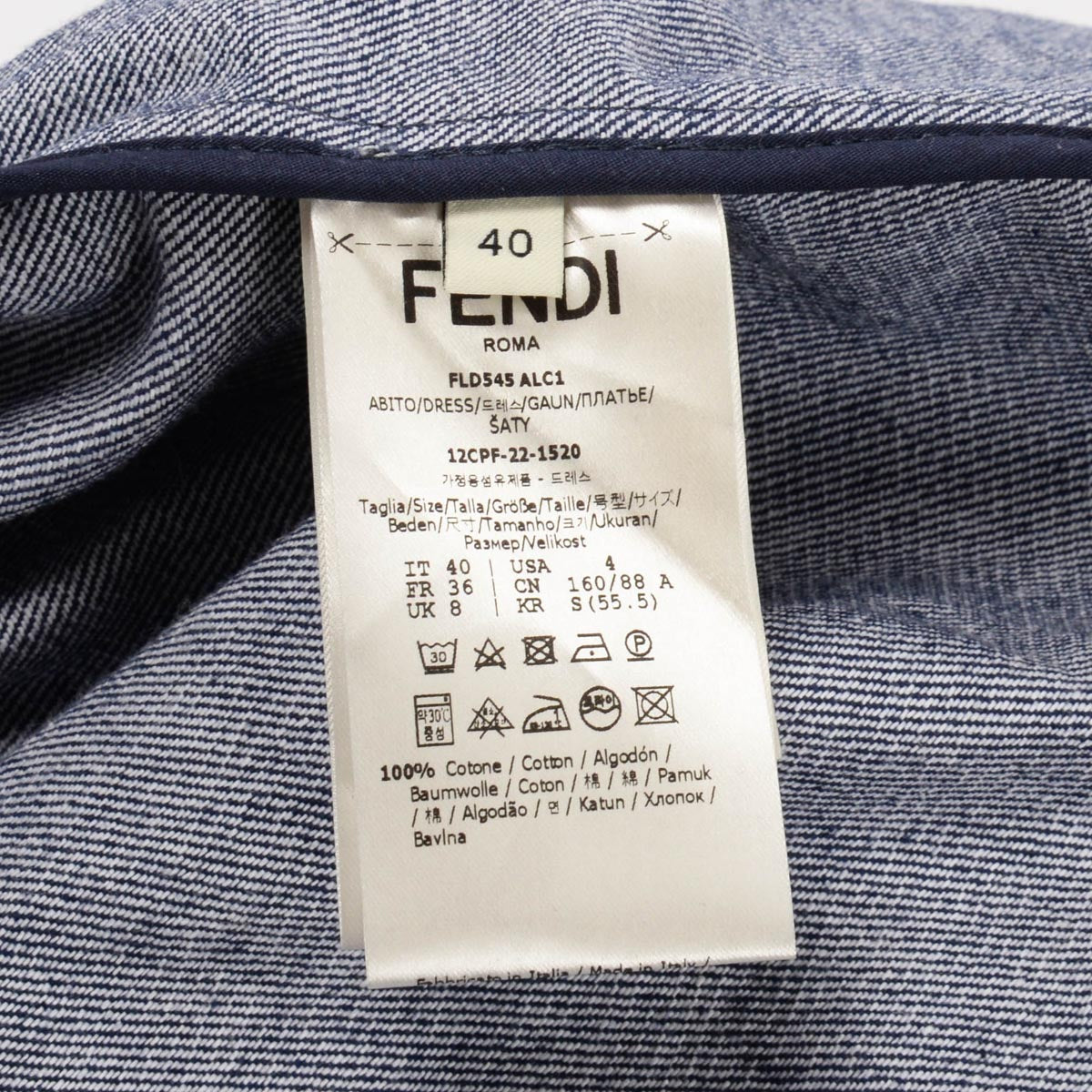 Fendi Dark Blue Denim Belt Bag Dress IT 40