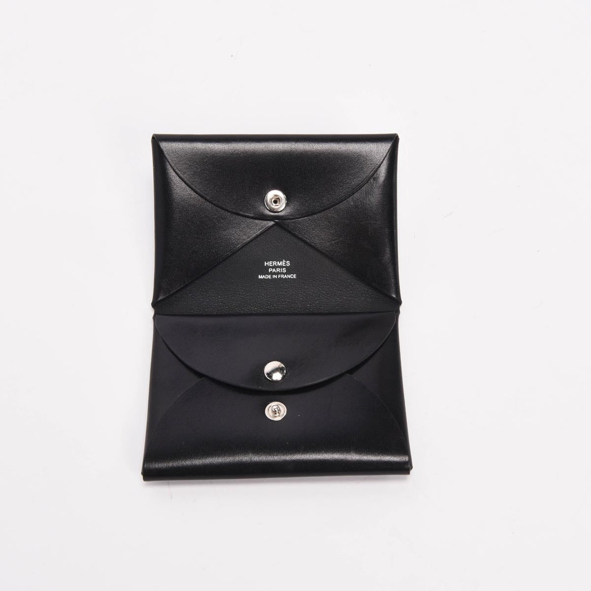 Hermes Black Box Calf Calvi Duo Compact Card Holder