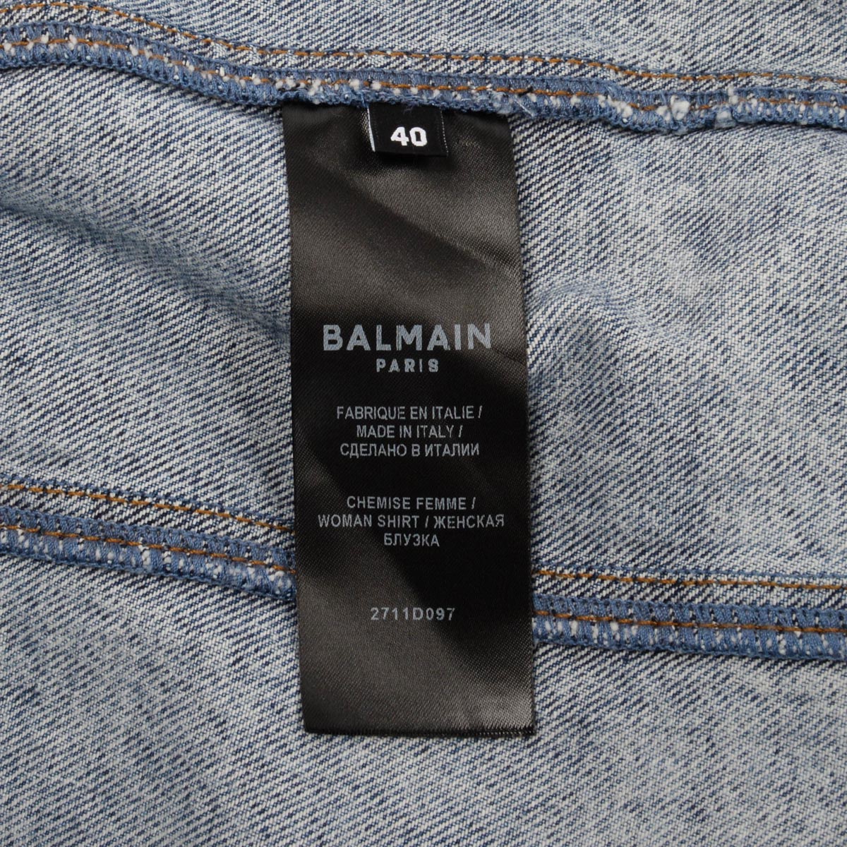 Balmain Blue Distressed Denim Shirt Jacket FR 40