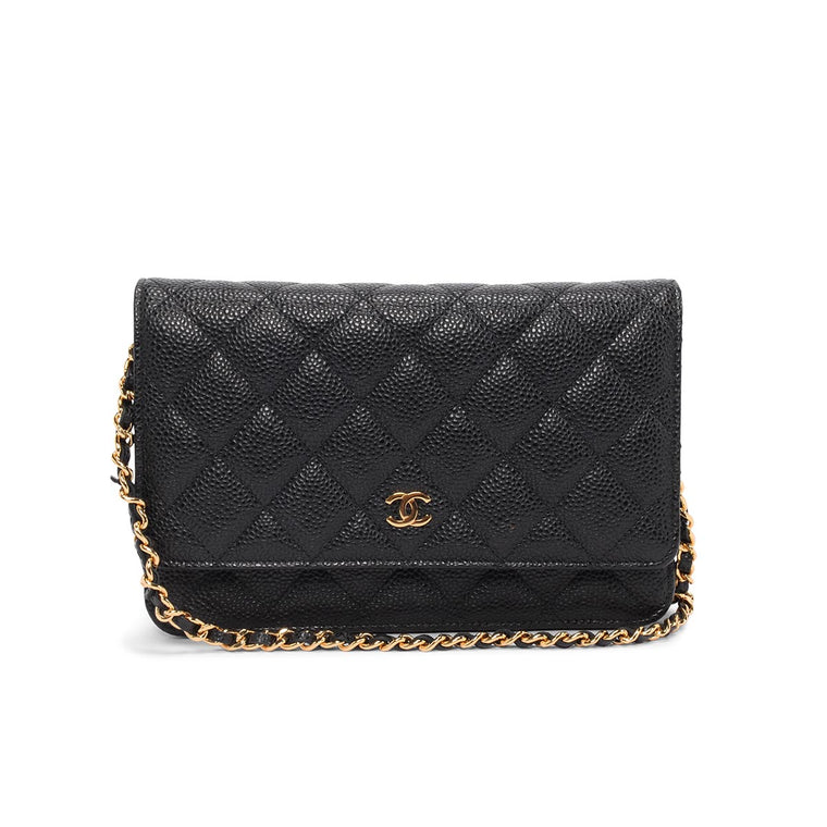 Chanel Black Caviar Classic Wallet On Chain