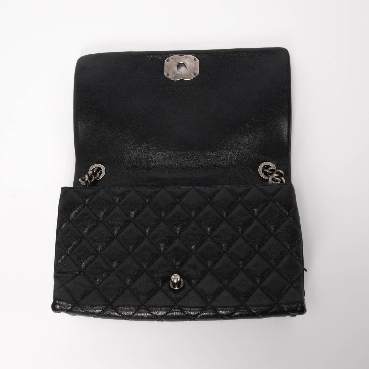 Chanel Black Quilted Goatskin Large City Rock Flap Bag