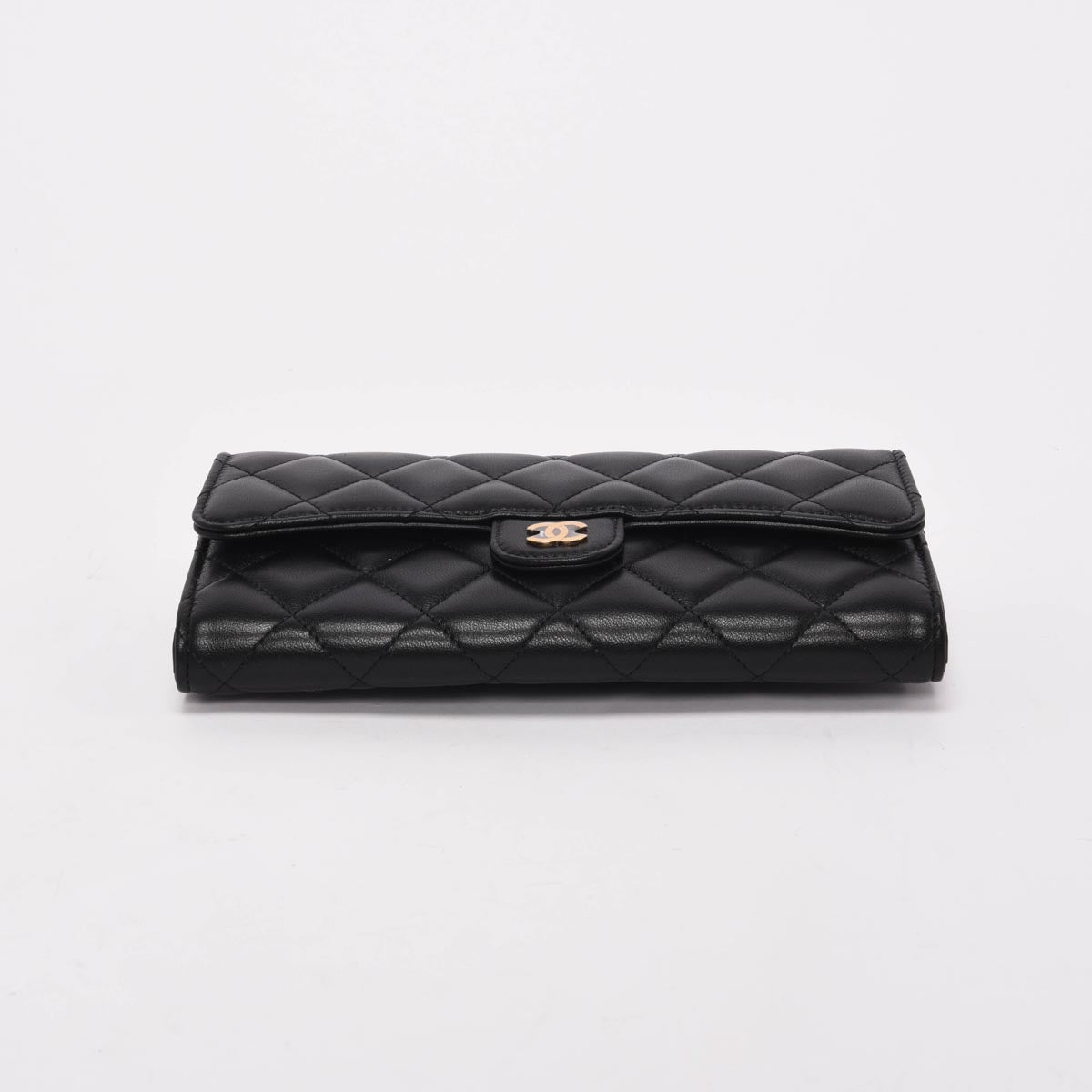 Chanel Black Quilted Lambskin Long Classic Flap Wallet