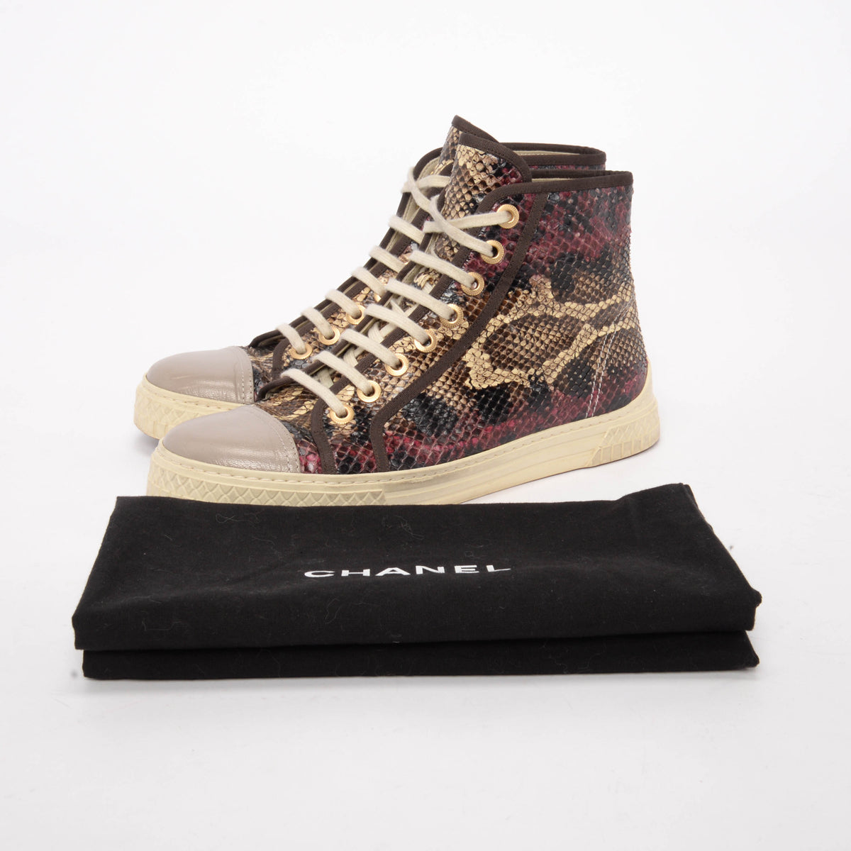 Chanel Multi Colour Python Hi-Top Sneakers 38.5