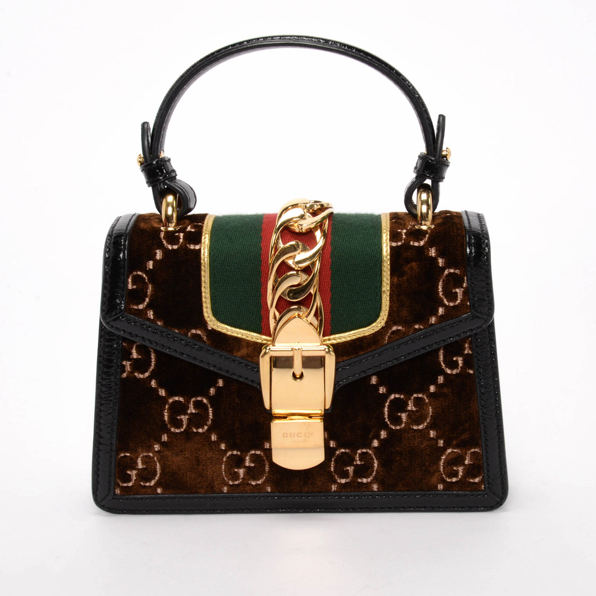 Gucci Brown GG Velvet Mini Sylvie Bag