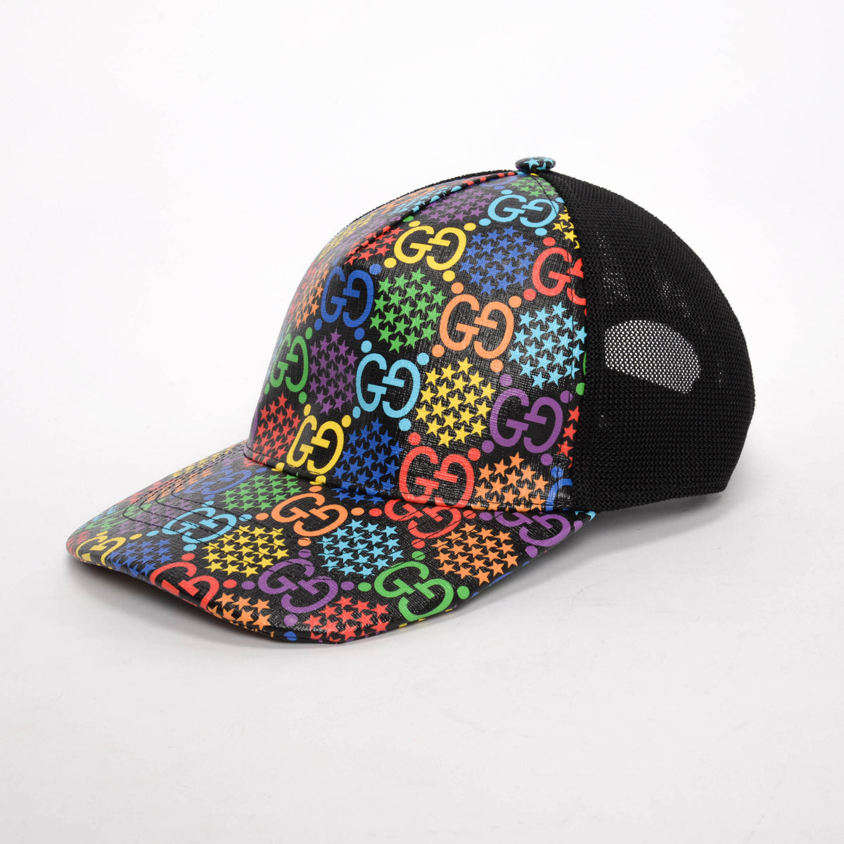 Gucci Black Coated Canvas Psychedelic GG Baseball Cap
