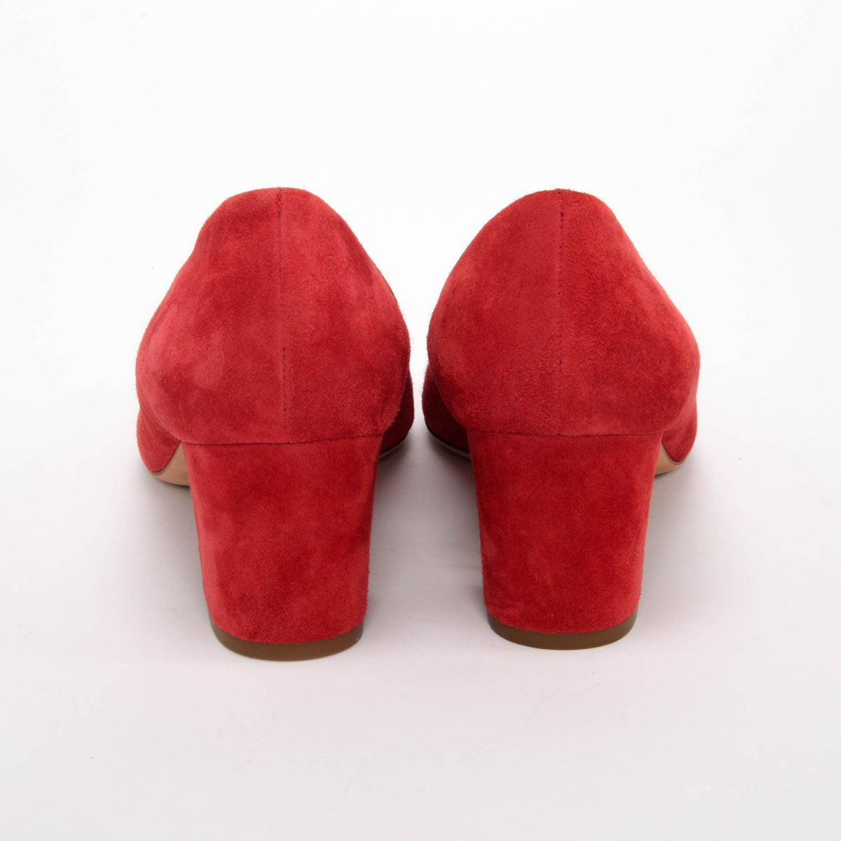 Chanel Red Suede Camellia Pumps 40.5