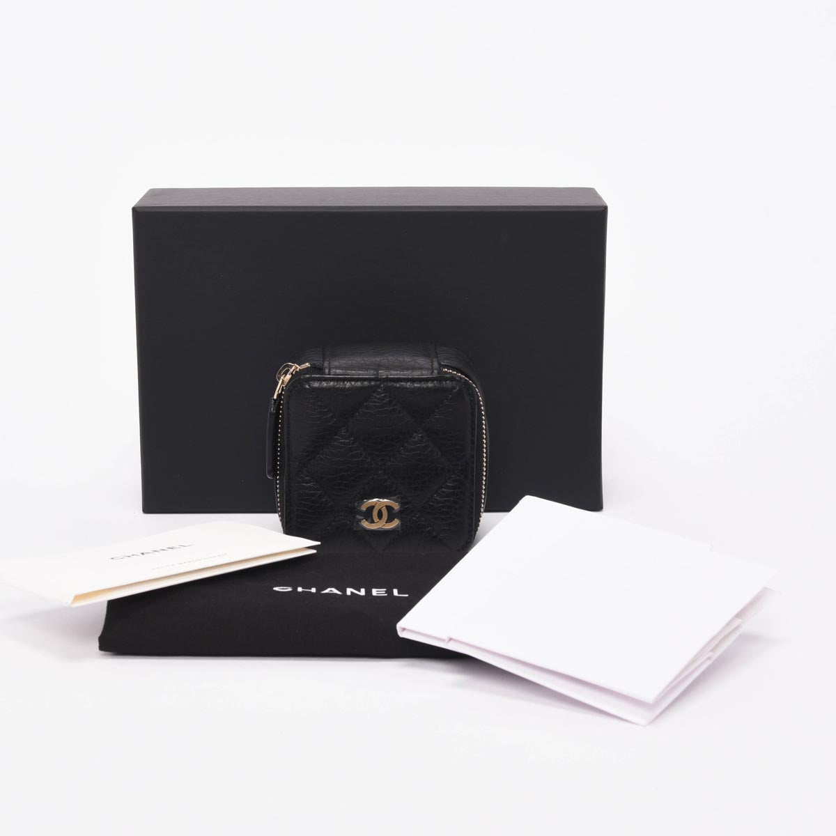 Chanel Black Quilted Caviar Travel Jewellery Case