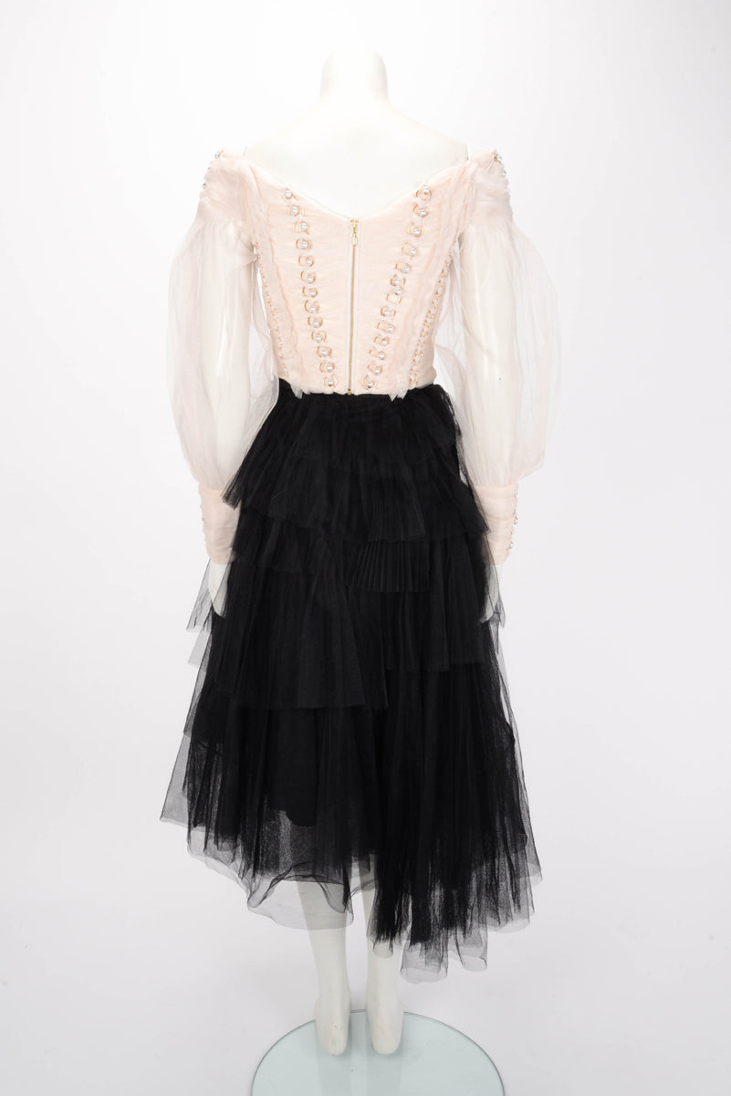 Dior Black Tulle Layered Skirt FR 34