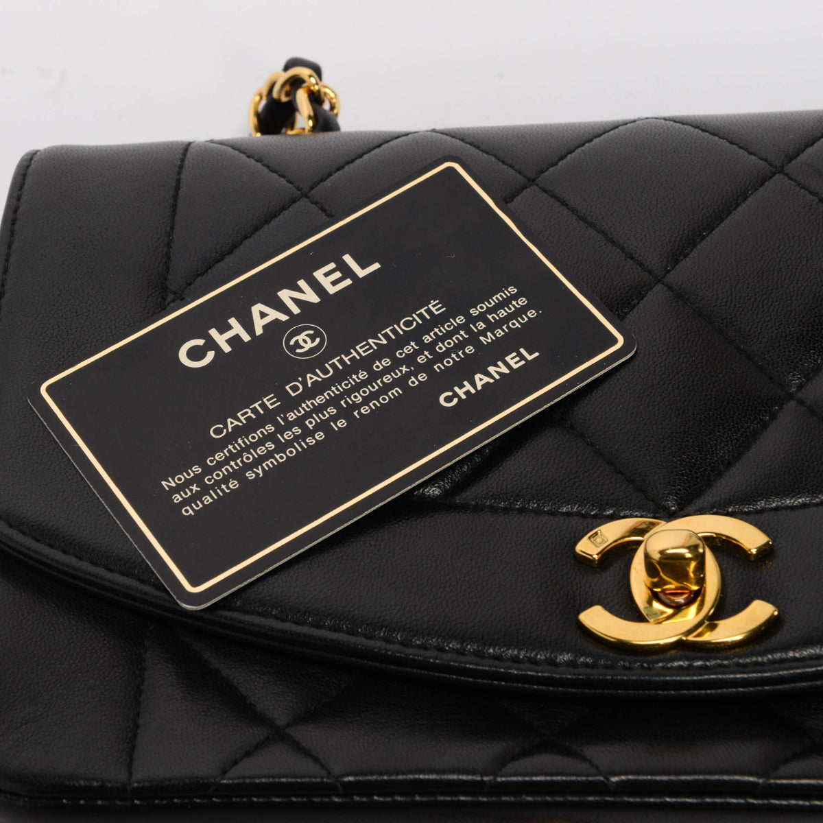 Chanel Black Quilted Lambskin Small Diana Shoulder Bag