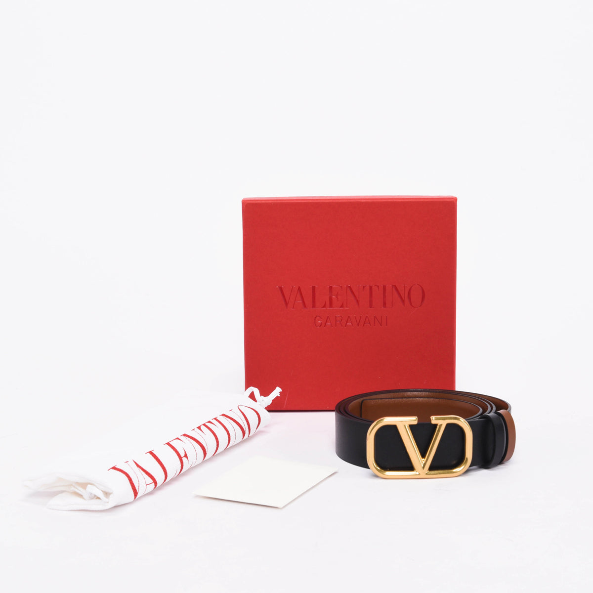 Valentino Black & Brown Calfskin Reversible VLogo Belt