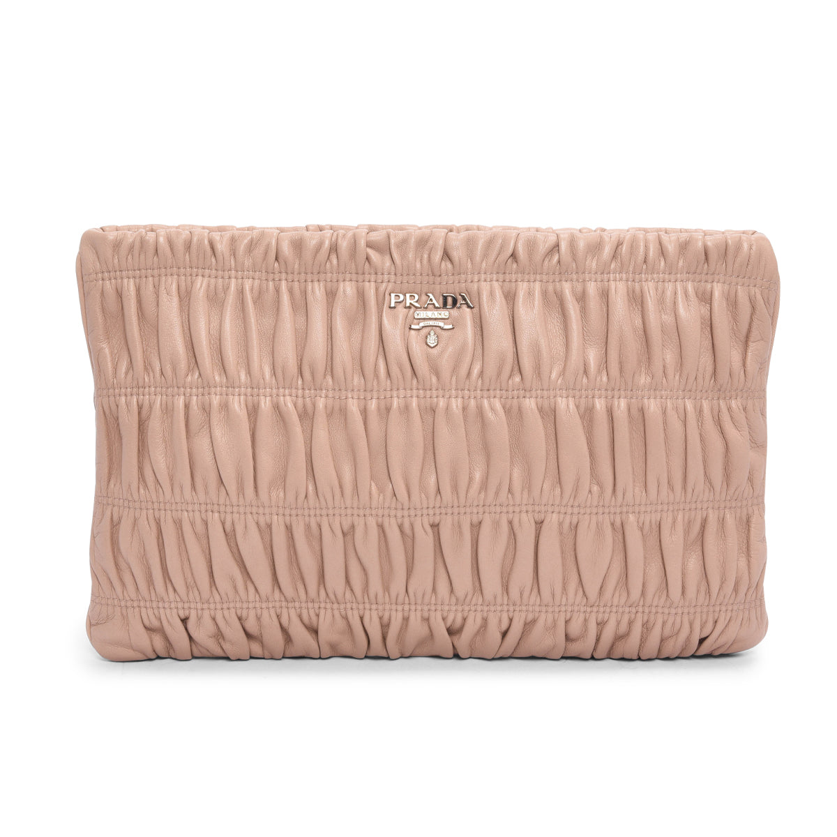 Prada Dusty Pink Gaufre Nappa Zipped Pouch