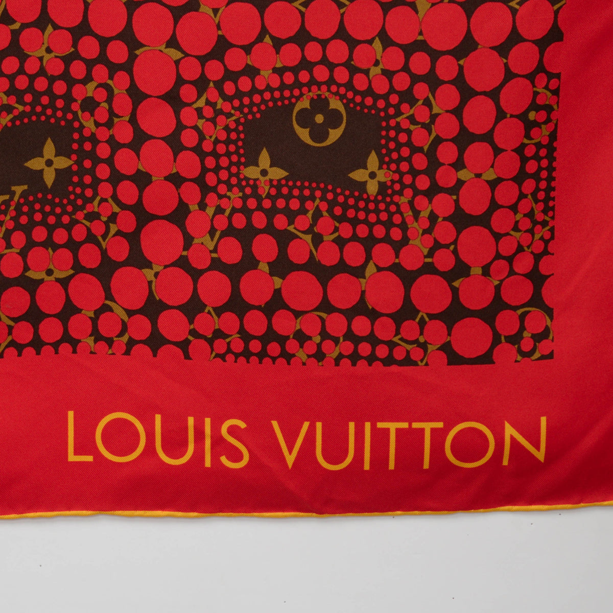 Louis Vuitton Red Silk Yayoi Kusama Scarf