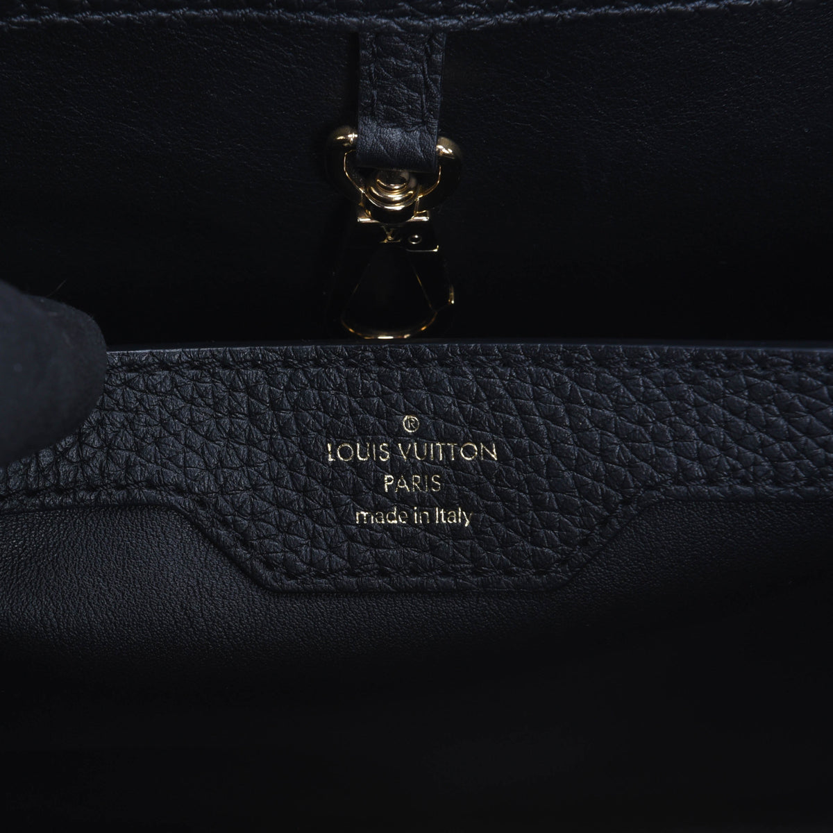 Louis Vuitton Noir Rubis Taurillon Capucines MM