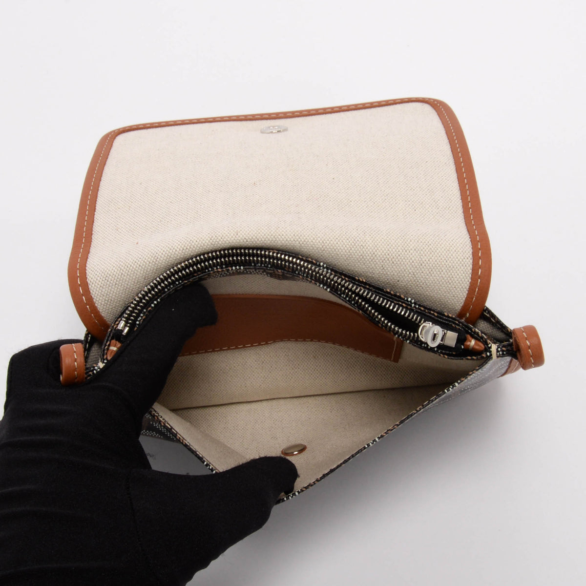 Goyard Black & Tan Goyardine Plumet Pocket Wallet Mini Bag