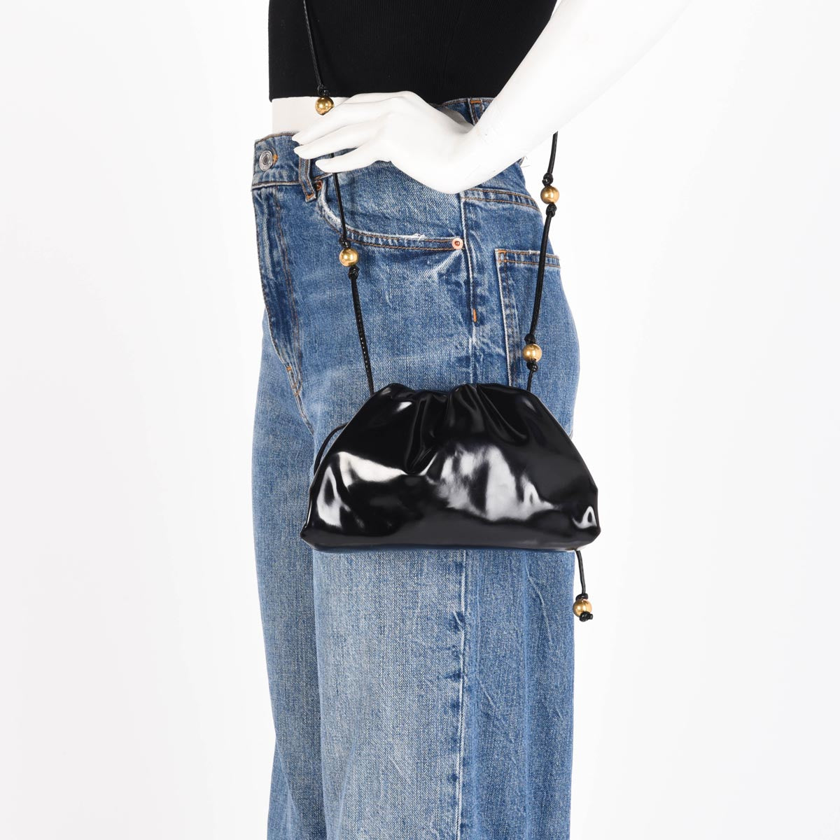 Bottega Veneta Black Brushed Calfskin Mini Pouch