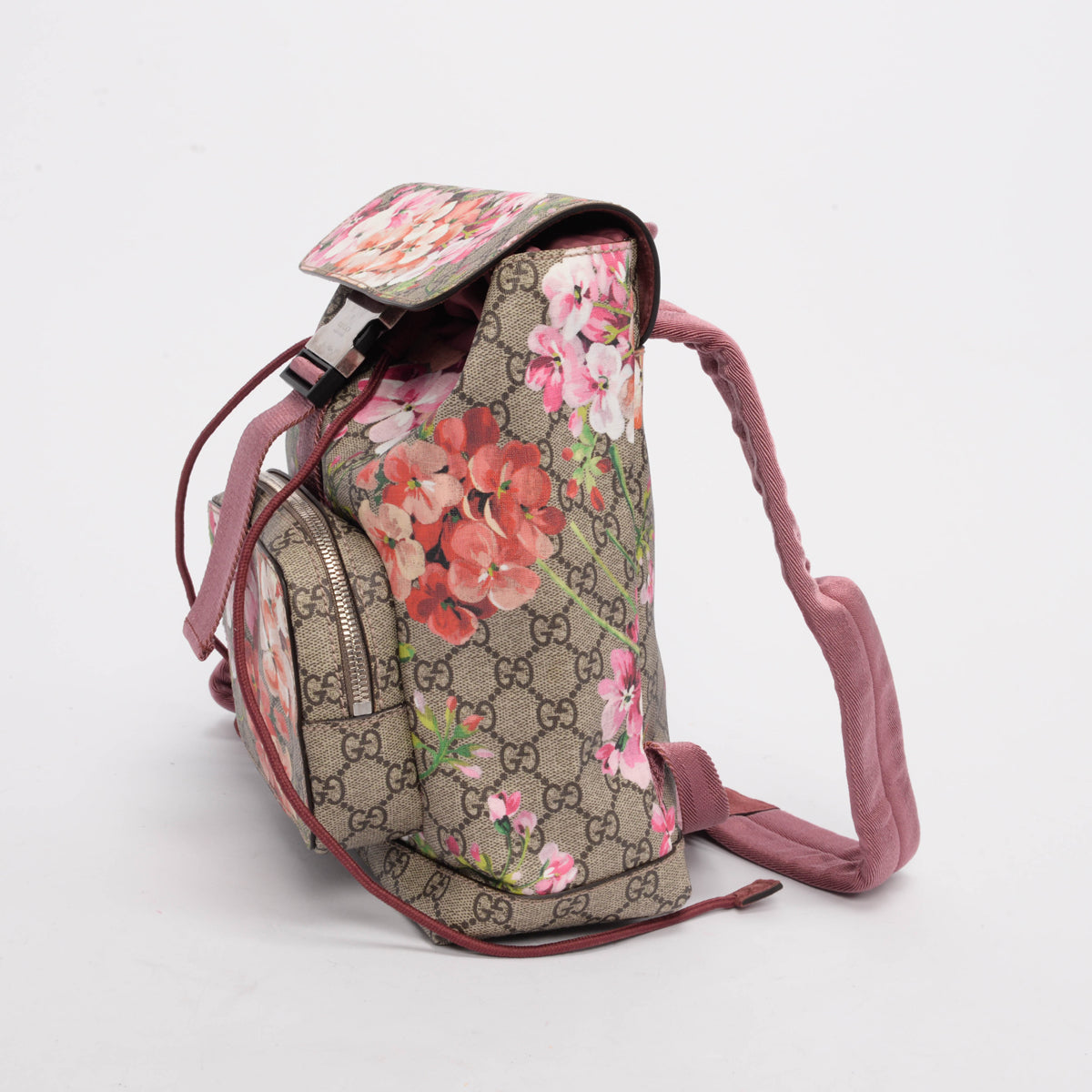 Gucci Dry Rose GG Supreme Blooms Small Buckle Backpack