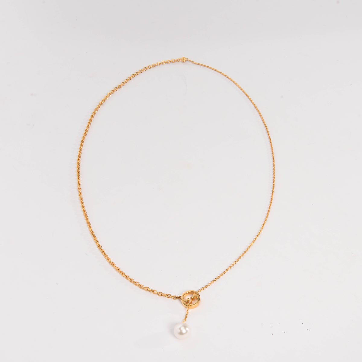 Gucci Gold Tone Blondie Pearl Drop Necklace